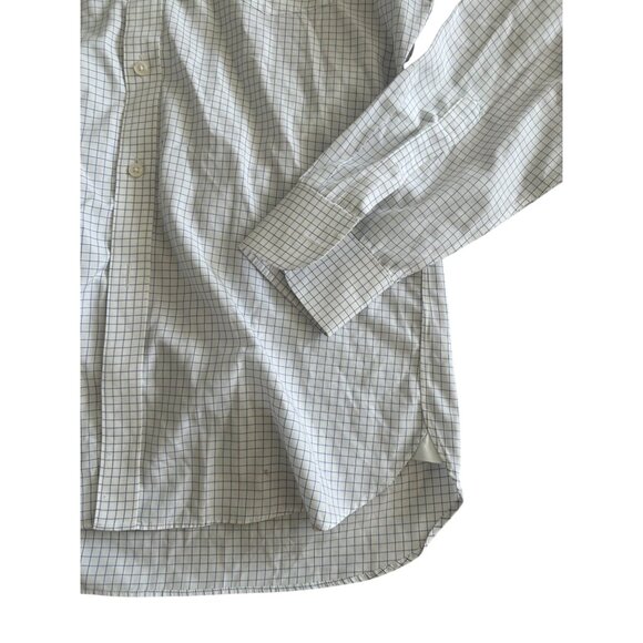 J CREW White Blue Slim Plaid Long Sleeve Button Down Shirt Size Large - Picture 5 of 5